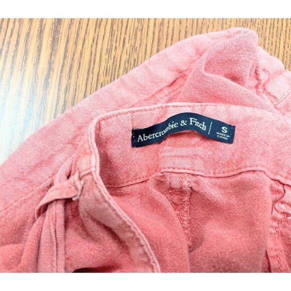 Abercrombie & Fitch Dusty Rose Pink Red Linen Blend Shorts S Belt Soft‎ Women's - Picture 4 of 7